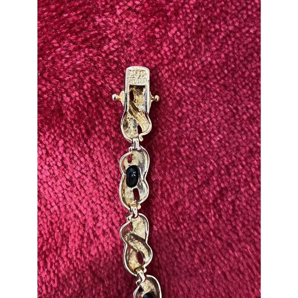 Vintage Silver/ Gold Onyx Tennis Bracelet. Marked .925 - Picture 4 of 6